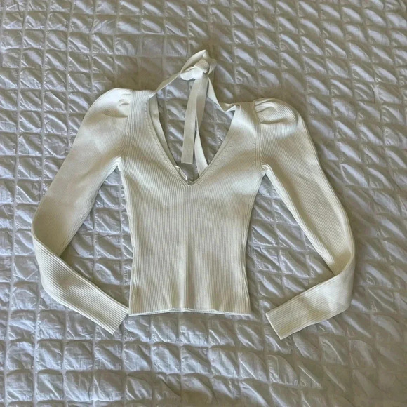 Ronny Kobo Madelina white ribbed sweater top - Picture 9 of 10